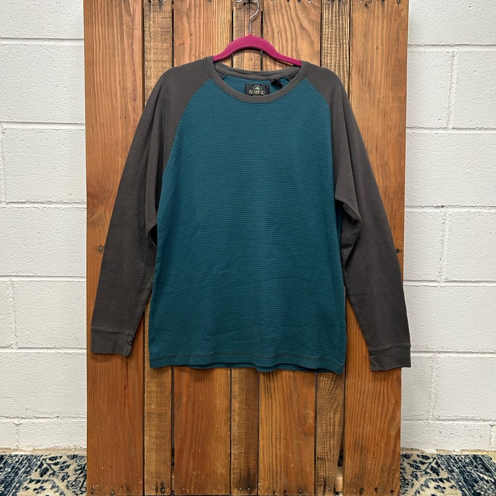 RedHead size large men’s blue and gray baseball long sleeve T-shirt